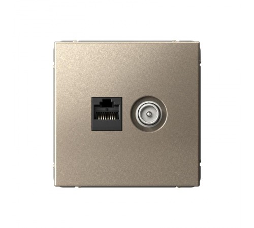 ArtGallery Шампань Розетка двойная TV + компьютерная RJ45, кат. 5Е  GAL000589  SE