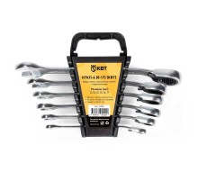 Набор гаечных комбинированных трещоточных ключей с переключателем реверса НТКП-6 (8-17) серия КВТ-PROFESSIONAL  91952  КВТ