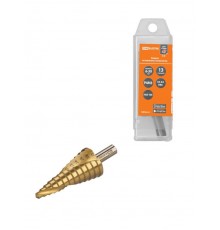 Сверло по металлу ступенчатое, 6-30 мм, 13 ступеней, нитрид., HSS, цилиндр. хв., "Рубин"   SQ1090-0715  TDM