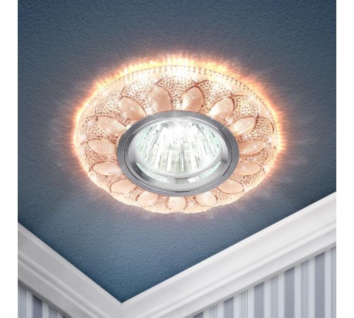 Светильник точечный встраиваемый под лампу DK LD5 MR16 50Вт GU5.3 розовый с подсветкой  Б0028089  ЭРА