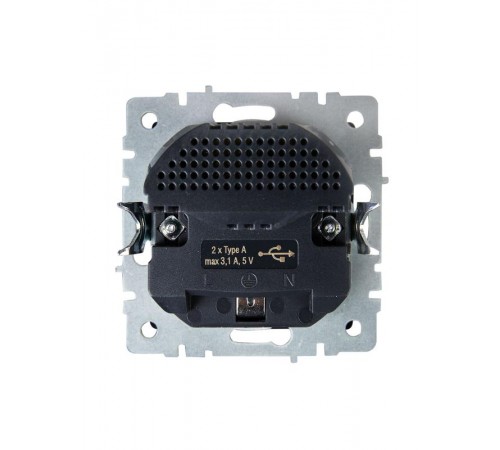 BRITE Розетка с заземлением со шторками 16А с USB A+A 3,1А РЮш10-2-БрЧ черный  BR-R14-16-U21-D31-K02  IEK