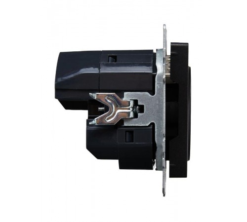 BRITE Розетка с заземлением со шторками 16А с USB A+C 18Вт РЮш11-1-БрЧ черный  BR-R14-16-U22-018-K02  IEK