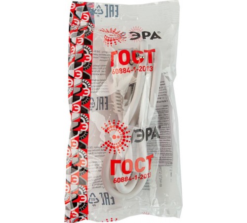 U-3x1,5-1,5m-W Шнур питания с вилкой с/з ПВС 3x1,5 1,5м белый  Б0048704  ЭРА