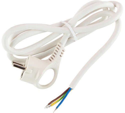 U-3x1,5-1,5m-W Шнур питания с вилкой с/з ПВС 3x1,5 1,5м белый  Б0048704  ЭРА