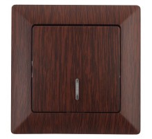 Выключатель Intro Solo 4-102-10 одноклавишный с подсветкой, 10А-250В, IP20, СУ, венге  Б0053570  Intro