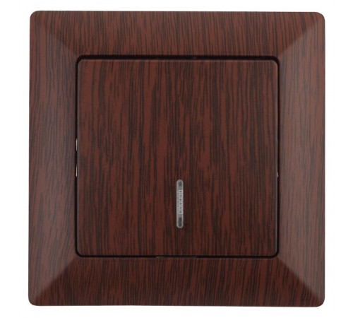 Выключатель Intro Solo 4-102-10 одноклавишный с подсветкой, 10А-250В, IP20, СУ, венге  Б0053570  Intro