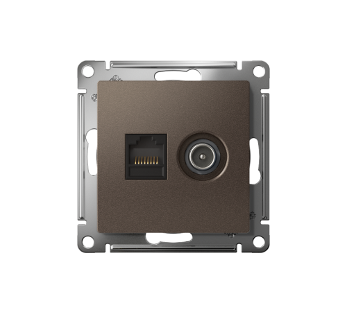 AtlasDesign Мокко Розетка 2-ая комп+TV, RJ45+TV, кат.5E, механизм  ATN000689  SE