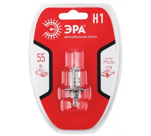 Лампа автомобильная галогенная Н1 12V 55W P14,5s BL (лампа головного света, противотум  Б0037574  ЭРА