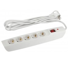 SFX-5es-2m-W Сет.фильтр (белый) с заземл, 10A, с выкл, 5гн, 2м (10/120)  Б0044019  ЭРА