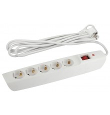 SFX-5es-2m-W Сет.фильтр (белый) с заземл, 10A, с выкл, 5гн, 2м (10/120)  Б0044019  ЭРА