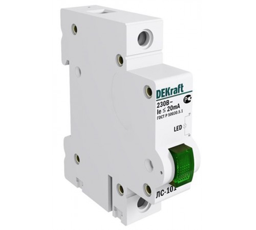 Лампа сигнальная на DIN-рейку 1P цвет зеленый LE  18004DEK  DEKraft