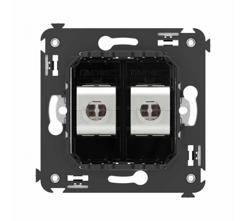 Компьютерная розетка RJ-45 без шторки в стену, кат.6 двойная экранированная, "Avanti", "Черный квадрат"  4402794  DKC