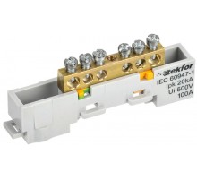 TEKFOR Шина PE "земля" неизолированная на универсальном держателе 6х9-6-Ж  TF-NN10-06-DL-K05  IEK