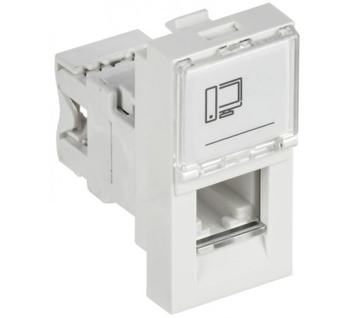 PRIMER РКИ-10-00-П-6 Розетка RJ45 кат.6 (1 модуль) белая  PR-KK40D-RI-0-1-C06U-K01  IEK