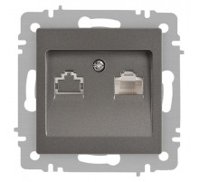 Розетка Intro Accent 6-303-09 информационная RJ45, IP20, СУ, титан  Б0063642  Intro