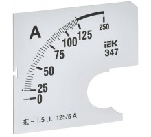 Шкала смен. для амперметра Э47 125/5А-1,5 72х72мм  IPA10D-SC-0125  IEK
