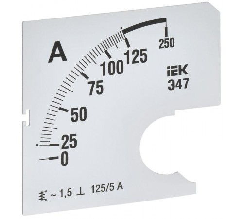 Шкала смен. для амперметра Э47 125/5А-1,5 72х72мм  IPA10D-SC-0125  IEK