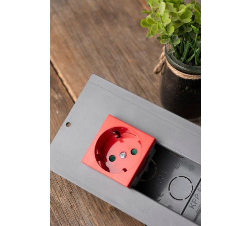 Розетка 45х45 PRO, с заземлением, красная , 45 град  E6MR16-028-70-45  EKF