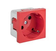 Розетка 45х45 PRO, с заземлением, красная , 45 град  E6MR16-028-70-45  EKF