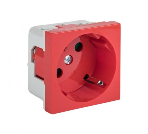 Розетка 45х45 PRO, с заземлением, красная , 45 град  E6MR16-028-70-45  EKF