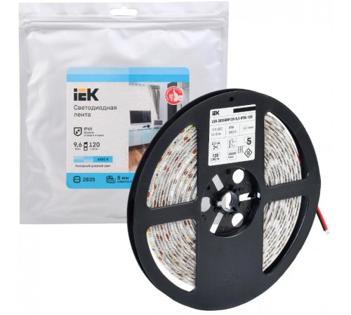 Лента светодиодная 5м LSR-2835W120-9,6-IP65-12В  LSR1-2-120-65-3-05  IEK