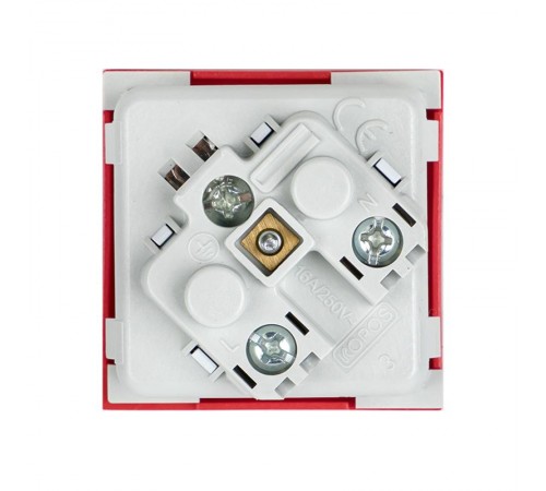 Розетка 45х45 PRO, с заземлением, красная , 45 град  E6MR16-028-70-45  EKF