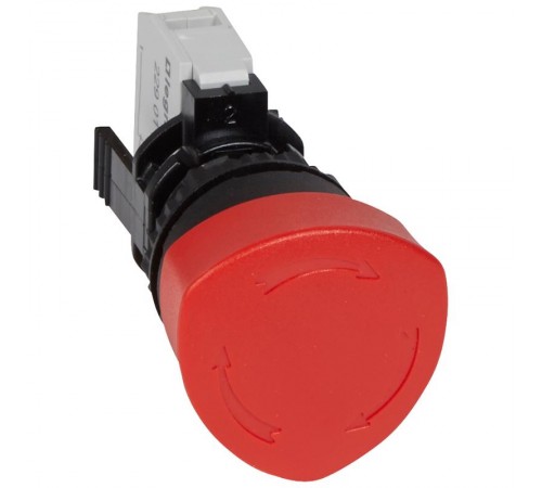 Кнопка с грибовидным толкателем d40, Osmoz, в сборе, кнопка ''Тяни-толкай'', аварийное отключение - НЗ - красный  023721  Legrand