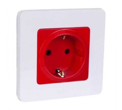 Inspiria Красный Розетка с заземлением, со шторками 16А 250В винтовые зажимы  673734  Legrand