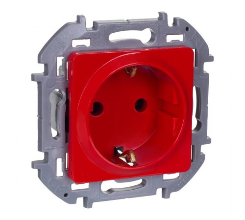 Inspiria Красный Розетка с заземлением, со шторками 16А 250В винтовые зажимы  673734  Legrand