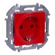 Inspiria Красный Розетка с заземлением, со шторками 16А 250В винтовые зажимы  673734  Legrand