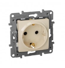 Etika Слоновая кость Розетка с заземлением со шторками, винтовые клеммы  672322  Legrand