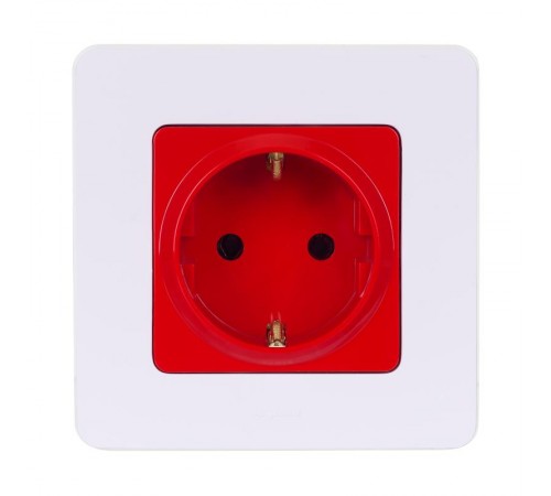 Inspiria Красный Розетка с заземлением, со шторками 16А 250В винтовые зажимы  673734  Legrand