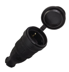 Розетка переносная с защитной крышкой каучуковая 230В 2P+PE 16A IP44 EKF PROxima  RPS-012-16-230-44  EKF