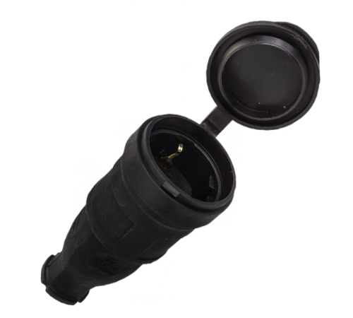 Розетка переносная с защитной крышкой каучуковая 230В 2P+PE 16A IP44 EKF PROxima  RPS-012-16-230-44  EKF