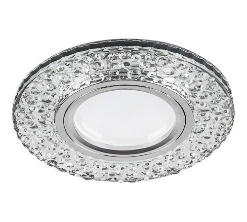 Светильник точечный встраиваемый под лампу, с LED подсветкой CD945 15LED*2835SMD 4000K, MR16 50W G5.3, прозрачный, хром  32993  FERON