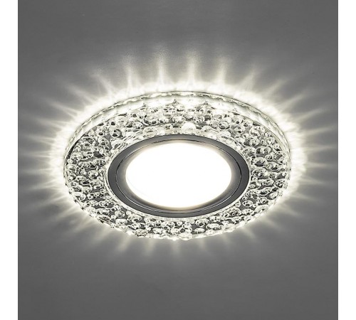 Светильник точечный встраиваемый под лампу, с LED подсветкой CD945 15LED*2835SMD 4000K, MR16 50W G5.3, прозрачный, хром  32993  FERON