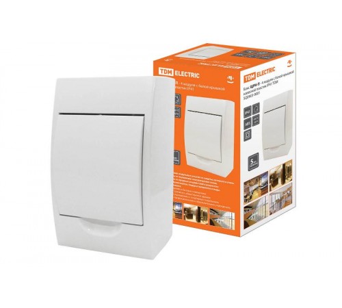 Бокс пластиковый навесной ЩРН-П-4 модуля с белой крышкой, навесной, пластик IP41  SQ0903-0001  TDM