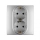 Etika Алюминий Розетка 2-я с заземлением со шторками, автозажимные клеммы  672433  Legrand