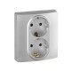 Etika Алюминий Розетка 2-я с заземлением со шторками, автозажимные клеммы  672433  Legrand