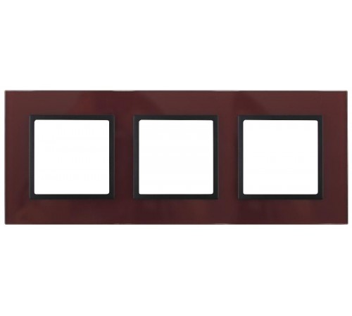 14-5103-25 Рамка на 3 поста, стекло, Эра Elegance, бордо+антр  Б0034515  ЭРА