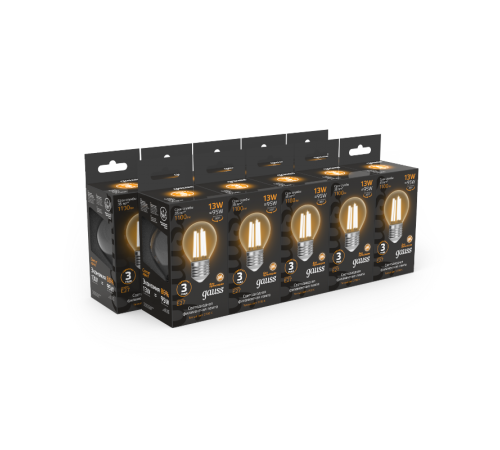 Лампа светодиодная Filament Шар 13W 1100lm 2700К Е27 LED 1/10/50  105802113  Gauss