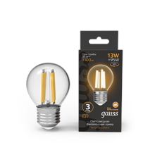 Лампа светодиодная Filament Шар 13W 1100lm 2700К Е27 LED 1/10/50  105802113  Gauss