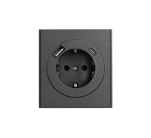 Розетка STRONG 1-ая с/з с/у з/ш 16А с USB A+C быстрой зарядки 5В/3А графит  KR-78-0704-6  Kranz