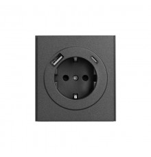 Розетка STRONG 1-ая с/з с/у з/ш 16А с USB A+C быстрой зарядки 5В/3А графит  KR-78-0704-6  Kranz