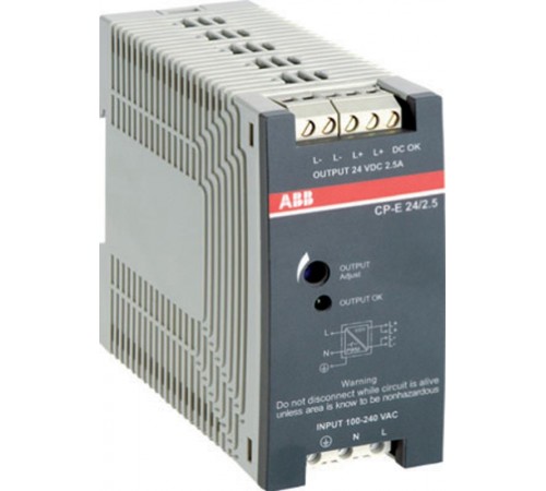 Блок питания CP-E 24/2.5 (регулир. вых. напряж) 90-265В AC / 120-370В DC, выход 24В DC /2.5A  1SVR427032R0000  ABB