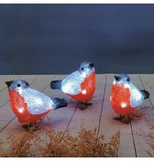 Акриловая светодиодная фигура Семья снегирей 16х9х13 см, 40 LED, IP20, 3хАА  513-346  NEON-NIGHT