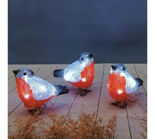 Акриловая светодиодная фигура Семья снегирей 16х9х13 см, 40 LED, IP20, 3хАА  513-346  NEON-NIGHT