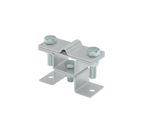 Универсальный держатель на мостовой опоре двойной для прутка D5-8 мм и полосы до 40 мм с 2 пластинами HD  XUDMO2-D5-8-B40 HD  КМ - профиль