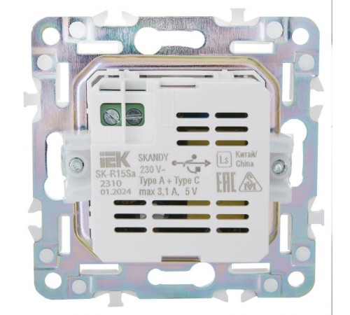 SKANDY Розетка USB A+C 3,1А SK-R14M мятный  SK-U22-D31-K06  IEK