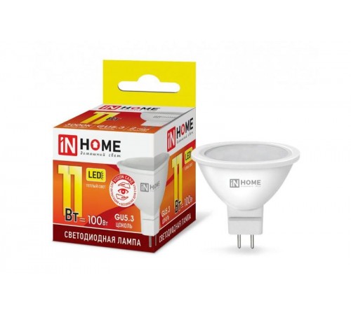 Лампа светодиодная LED-JCDR-VC 11Вт 230В GU5.3 3000К 990Лм  4690612020341  IN HOME